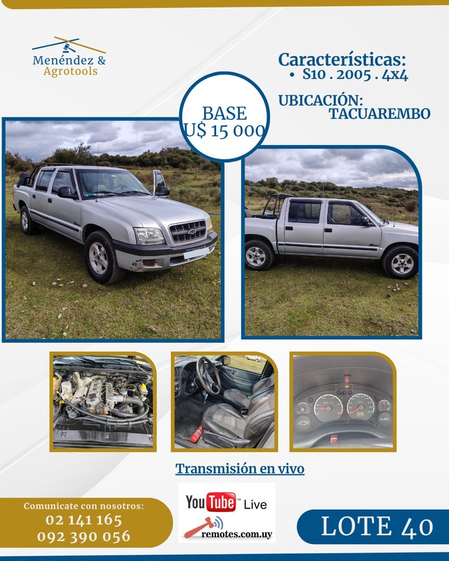 Camioneta Chevrolet S10 4x4 Año 2005 con Motor MWM 2.8