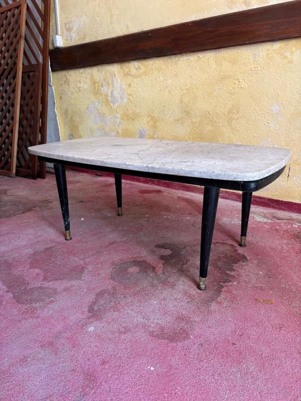 MESA RATONA DE MADERA CON TAPA DE MARMOL - imagen 2