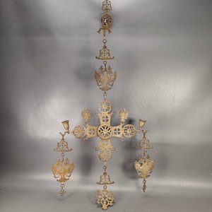 Colgante de Bronce con Doble Águila Bicéfala y Candeleros - imagen 1