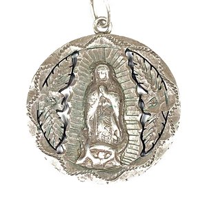 Medalla Religiosa Virgen de Guadalupe sobre Moneda Mexicana "Un Peso" 1944 - imagen 3