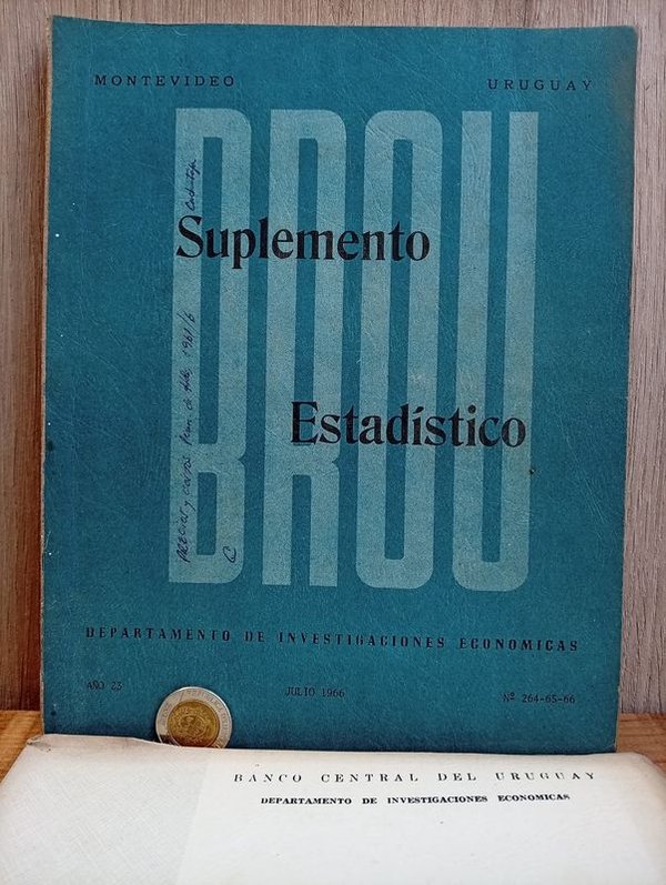 Dos Publicaciones Económicas Uruguay: Suplemento Estadístico BROU y Boletín Mensual BCU Julio 1968 - imagen 1