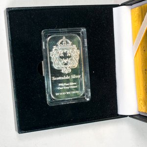 Lingote de Plata Scottsdale Silver "One Troy Ounce" en Estuche con Certificado - imagen 3
