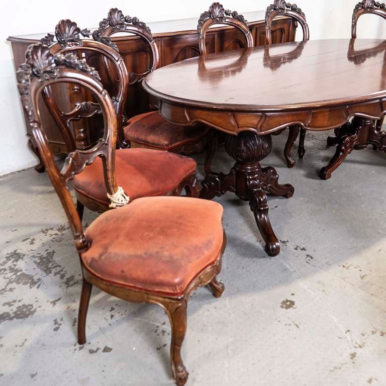 Muebles victorianos tallados en caoba para comedor - imagen 2