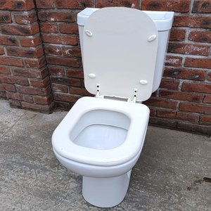 Inodoro Blanco con Cisterna Mochila en Funcionamiento - imagen 3