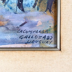 Cuadro "La Comparsa" de Rubén Galloza, Candombe Uruguayo, 32 x 49 cm - imagen 3