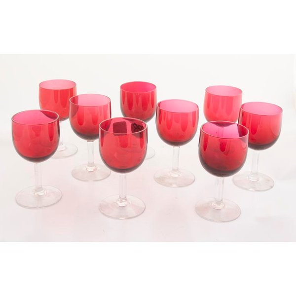 Juego de 9 Copas de Cristal Color Rubí - 12cm de Altura - imagen 1