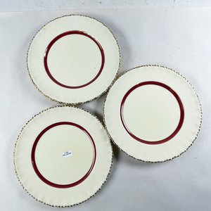Cinco Platos de Loza Inglesa Grindley con Borde Dorado y Guarda Borgoña - imagen 2