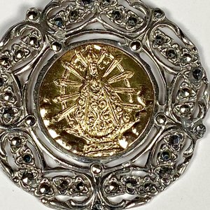 Medalla Religiosa de Plata y Oro con Marquesitas - imagen 3