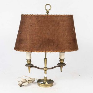 Lote siguiente: Lámpara de Sobremesa de Bronce con Pantalla de Dos Luces