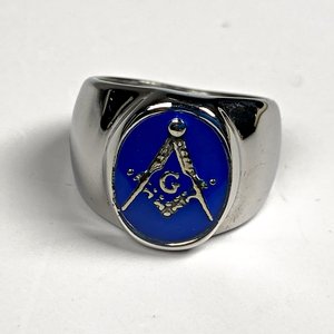 Anillo Masónico de Metal Plateado con Estuche - imagen 3