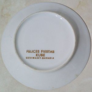Platillo Decorativo Vintage Porcelana Alemana "Felices Fiestas Kube" - imagen 3