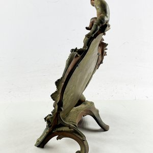 Espejo de Sobremesa Antiguo con Figuras de Querubines y Marco Biselado - imagen 5