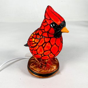 Lámpara Decorativa Cardenal Rojo Estilo Vitral - imagen 3