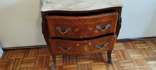 Comoda Francesa con Tapa de Marmol y Marquetería Floral - imagen 7