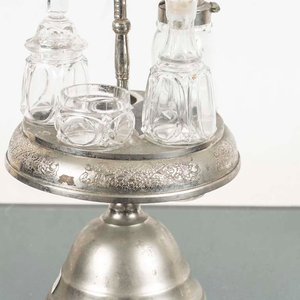 Vinagrera Antigua de Cristal y Platina con Detalles - imagen 2