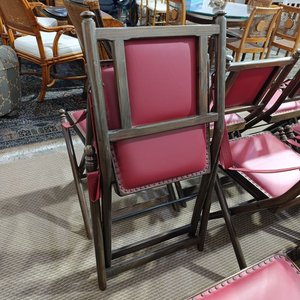 Seis Sillas Plegables de Madera Maciza con Asiento y Respaldo de Cuero Rojo - imagen 6