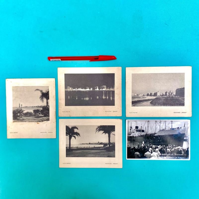 Lote de 5 Postales: Puerto de Montevideo y Vistas Urbanas