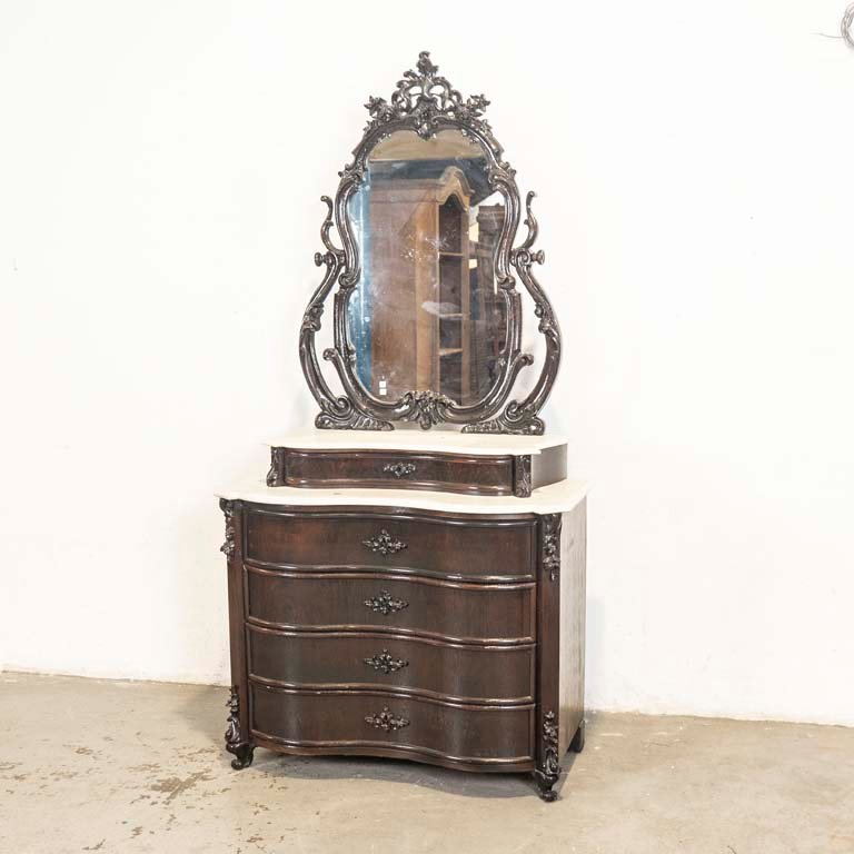 Cómoda victoriana con alzada y espejo basculante - imagen 1