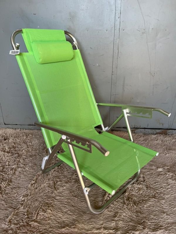 Silla de Playa Plegable Verde en Aluminio, 5 Posiciones