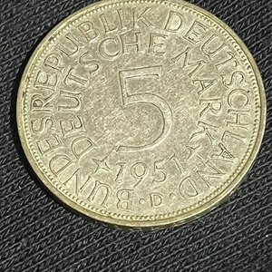 Moneda Alemana 5 Marcos de Plata 1951 - imagen 2