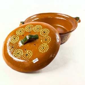Olla de Cerámica Artesanal con Tapa y Decoración Floral - imagen 3