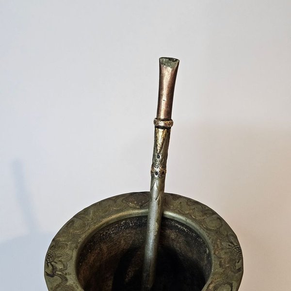 Mate para fumar con virola imperial y bombilla de Plata y Oro - imagen 3