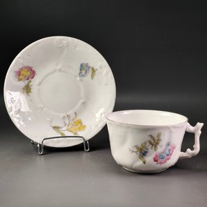 Dúo Taza y Platillo Limoges Francia Porcelana Diseño Floral - imagen 4