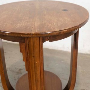 Mesa Auxiliar Circular Estilo Art Decó con Estante - imagen 2
