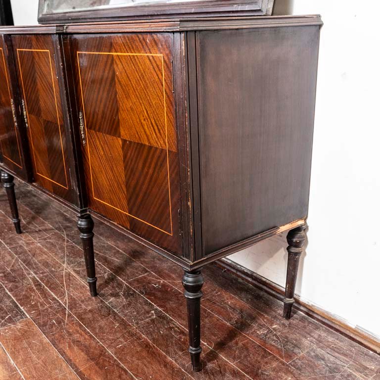 Comedor inglés para restaurar: mesa, sillas y bargueño con espejo - imagen 3