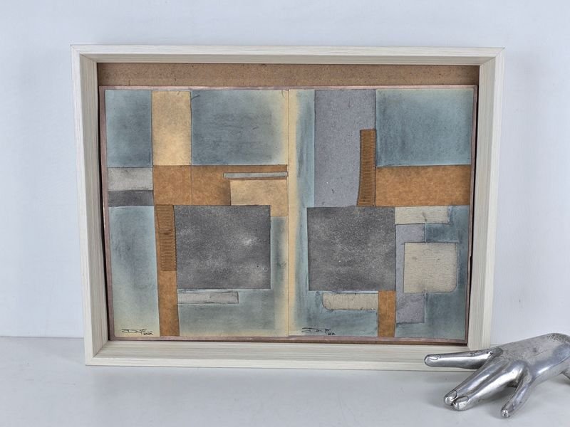 Colage Abstracto Firmado y Enmarcado