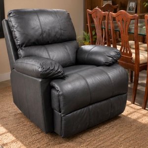 Sillón Reclinable de Cuero Negro con Apoyapiés Extensible - imagen 3