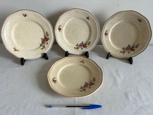Juego de 4 Platos Llanos Loza Italiana "Società Ceramica Lavena"