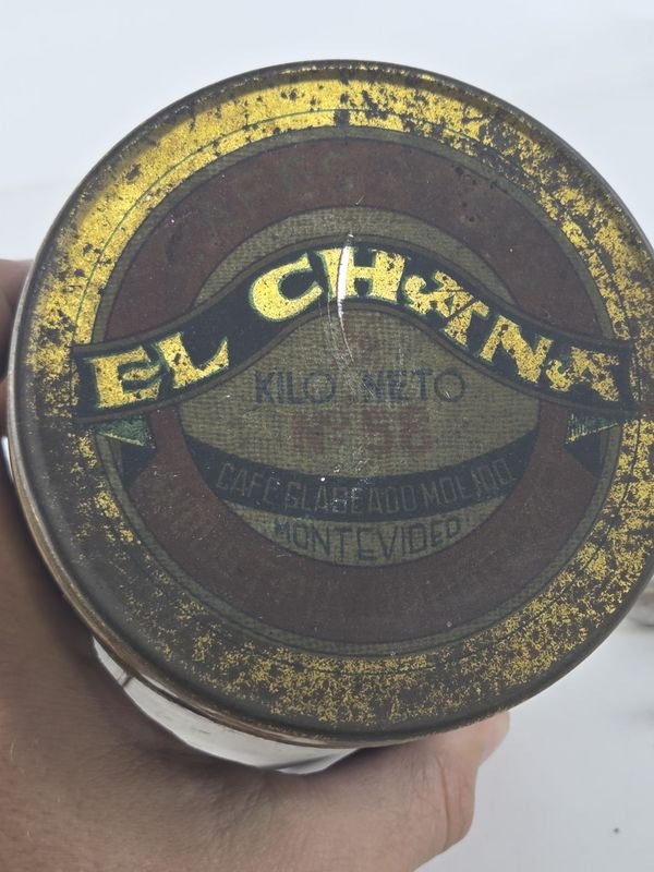 Antigua lata en chapa litografiada de cafés y tés El Chaná - imagen 3