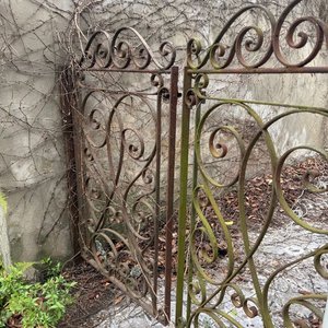 Antigua Doble Puerta Exterior de Hierro Forjado con Diseño Ornamental - imagen 2