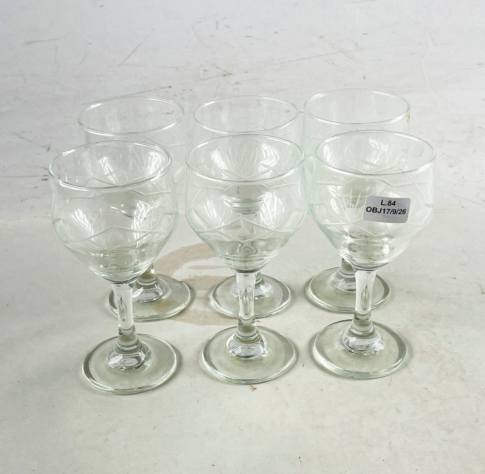 Seis Copas de Cristal Tallado Hialino de 14.5 cm