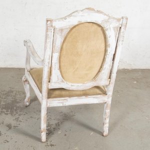 Sillón Reina Ana Estilo Luis XV Tallado y Patinado Blanco - imagen 3