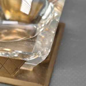 Juego Art Decó: 2 Ceniceros y 1 Depósito en Bronce y Cristal - imagen 5