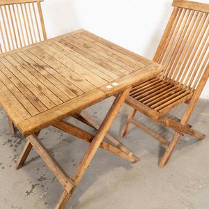 Juego de Jardín Plegable de Madera: Mesa y Dos Sillas - imagen 3