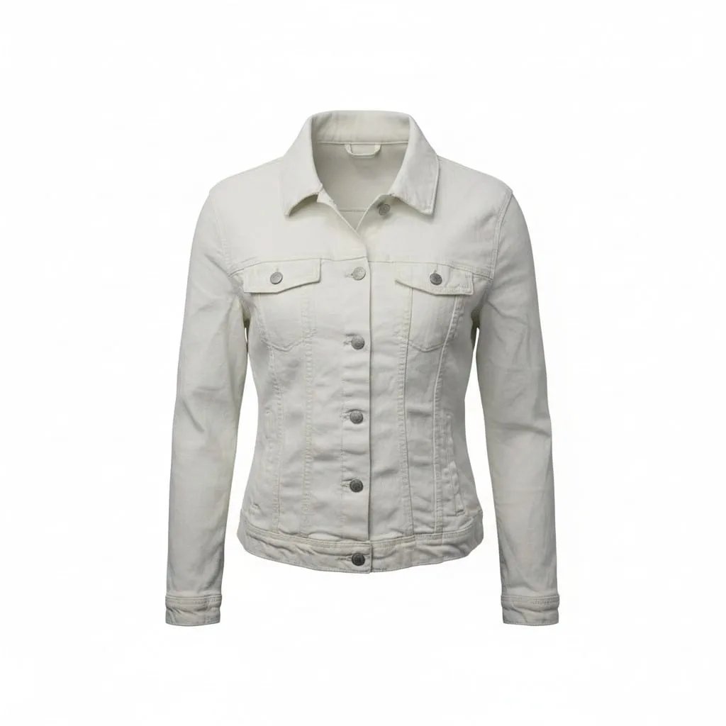 Campera de Jean Blanca Rota Mujer Talle L