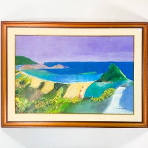Cuadro Óleo "Paisaje Costero" Firmado Nilda Poppolo - imagen 1