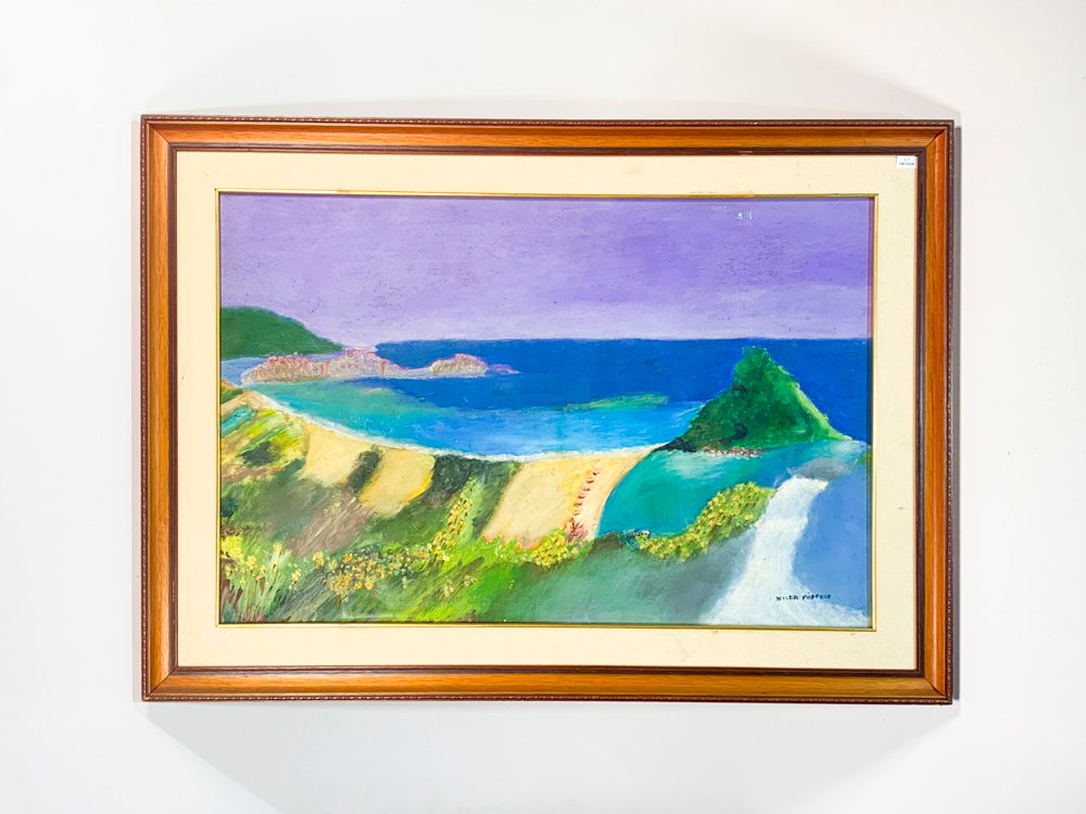 Cuadro Óleo "Paisaje Costero" Firmado Nilda Poppolo