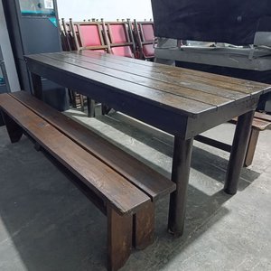 Conjunto Mesa Larga de Madera Maciza con Dos Bancos - imagen 7