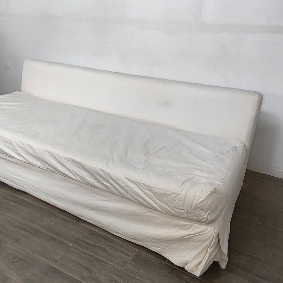 Sillón tipo camastro tapizado en Jean blanco - imagen 8