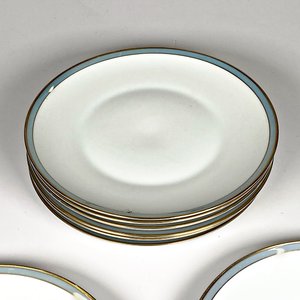 Ocho Platos de Porcelana Rosenthal con Borde Azul y Dorado - imagen 2