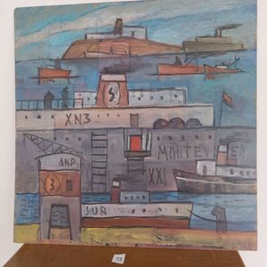 Lote anterior: Oleo sobre cartón "Montevideo" firmado LPI 05, 65 x 65 cm