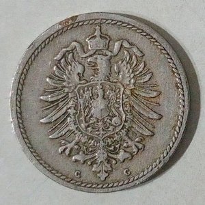 Moneda 5 Pfennig Imperio Alemán 1889 Guillermo II Águila Imperial - imagen 2