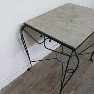 Mesa de Jardín Antigua Hierro y Mármol Restaurada - imagen 4