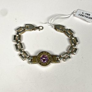Pulsera de Plata 925 con Piedra Rosa y Detalles Dorados - imagen 1