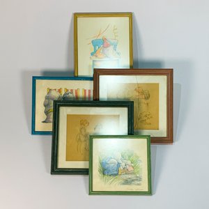 Conjunto de 5 Cuadros Infantiles con Acuarelas de Elefantes y Niños - imagen 1