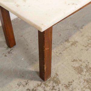 Mesa de Sala Rectangular con Tapa de Mármol y Base de Madera - imagen 3